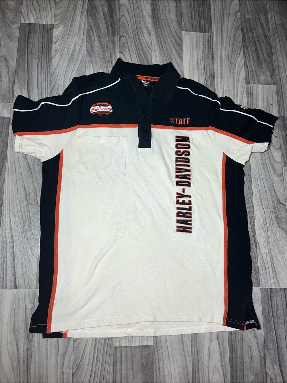 Harley-Davidson Staff Shirt Authentic Short Sleeve Polo Shirt Size L
